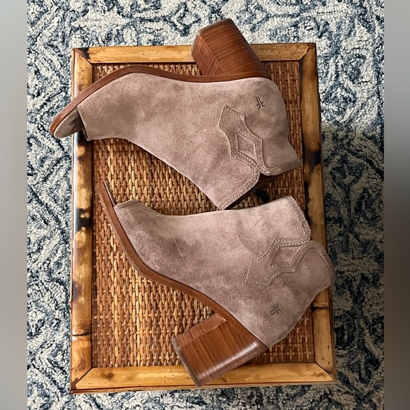 Frye Danica Suede Peep-Toe Zip Booties - Picture 7 of 7